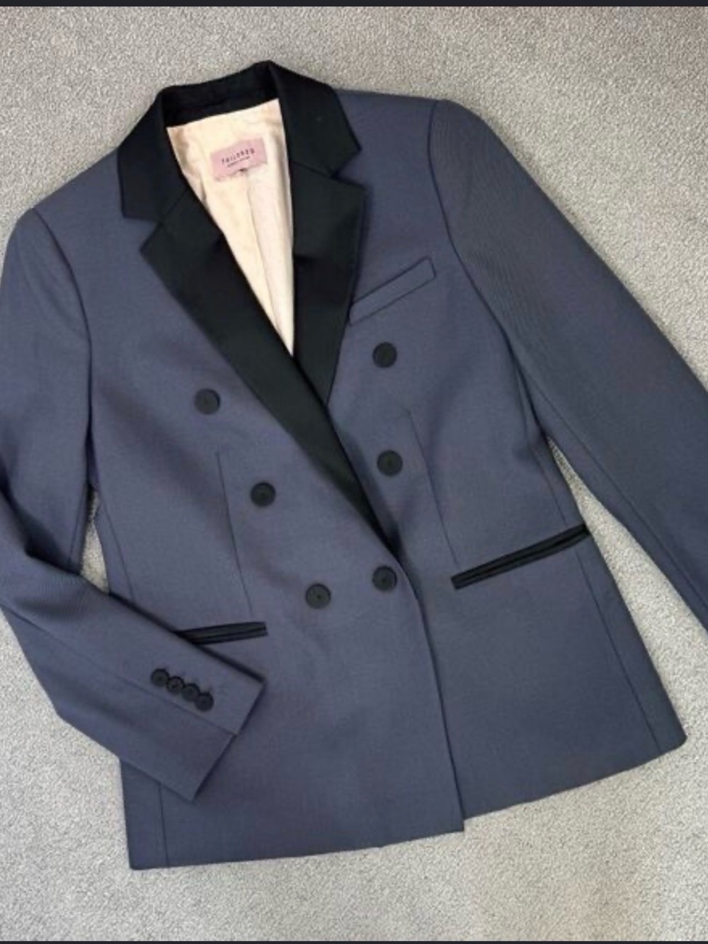 Rebecca Taylor Gray Blazer with Black Satin Lapel